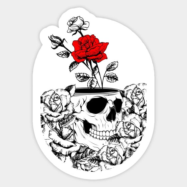 Skull Flower Sticker by ARTSYILA